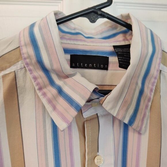Men's Attention Long Sleeve Stripe Shirt Size Extra Large-Nice Casual Shirt - Picture 8 of 11